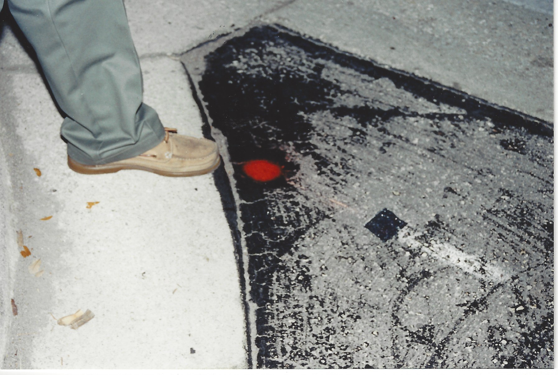 Scientology's red dots on sidewalk, Clearwater